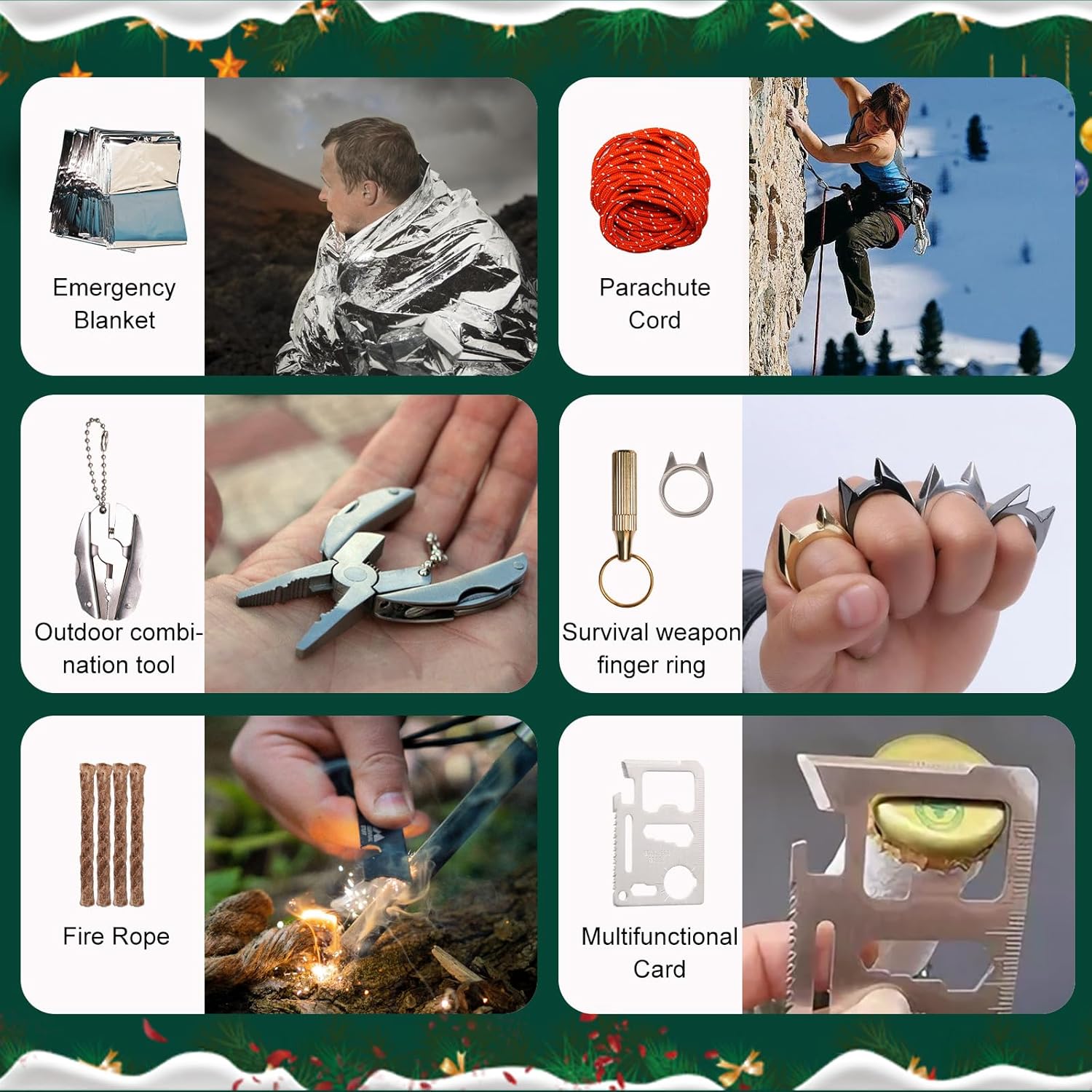 Survival Kit Advent Calendar 2025, 24 Days Survival Tools Christmas Countdown Calendar for Adult Men Teen Xmas Surprise Gift for Outdoor Enthusiasts