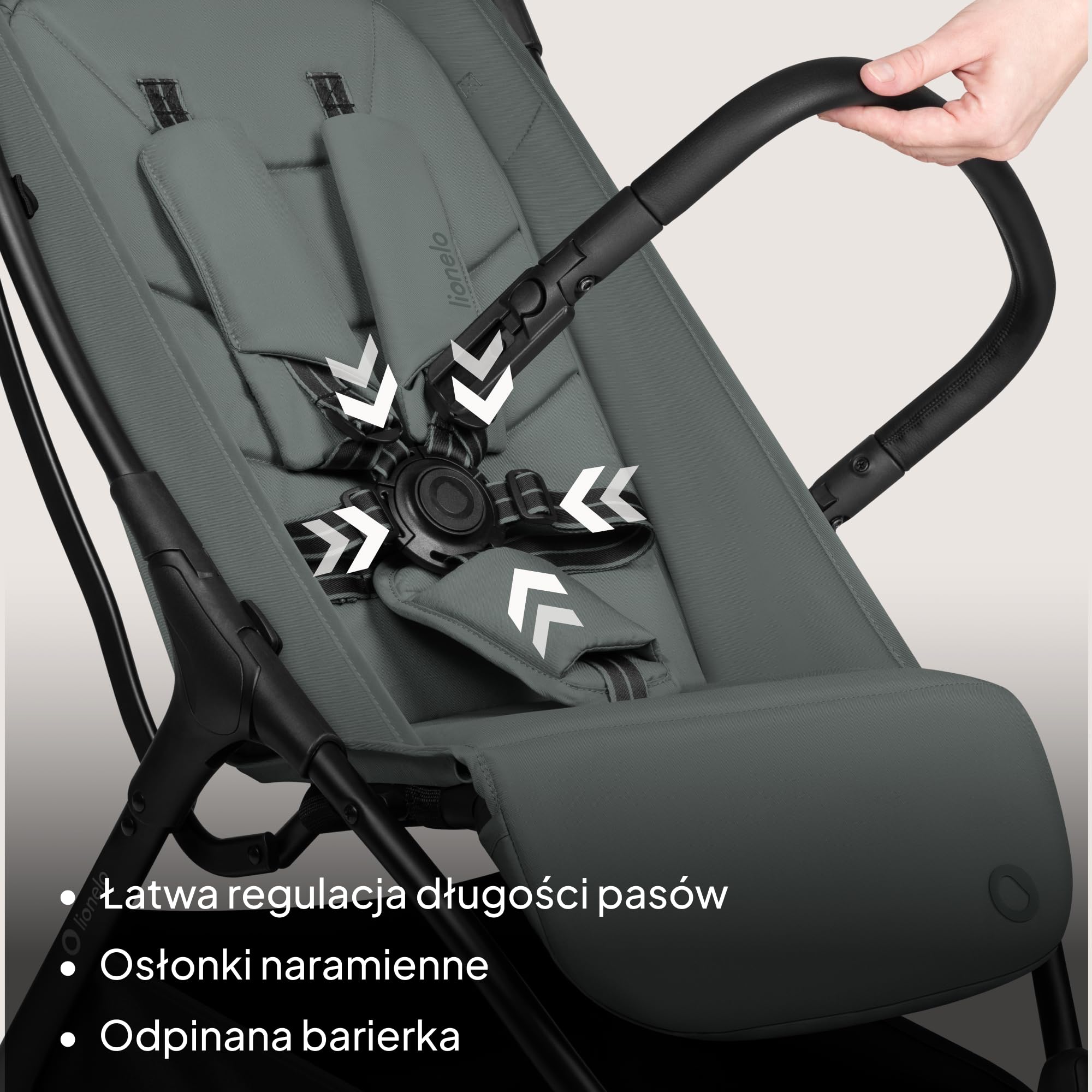 Lionelo Agia wózek podróżny do 22 kg, lekki wózek dziecięcy od 6 miesięcy, mały, składany, z funkcją automatycznego składania jedną ręką, funkcja leżenia, duża powierzchnia do siedzenia, zawieszenie