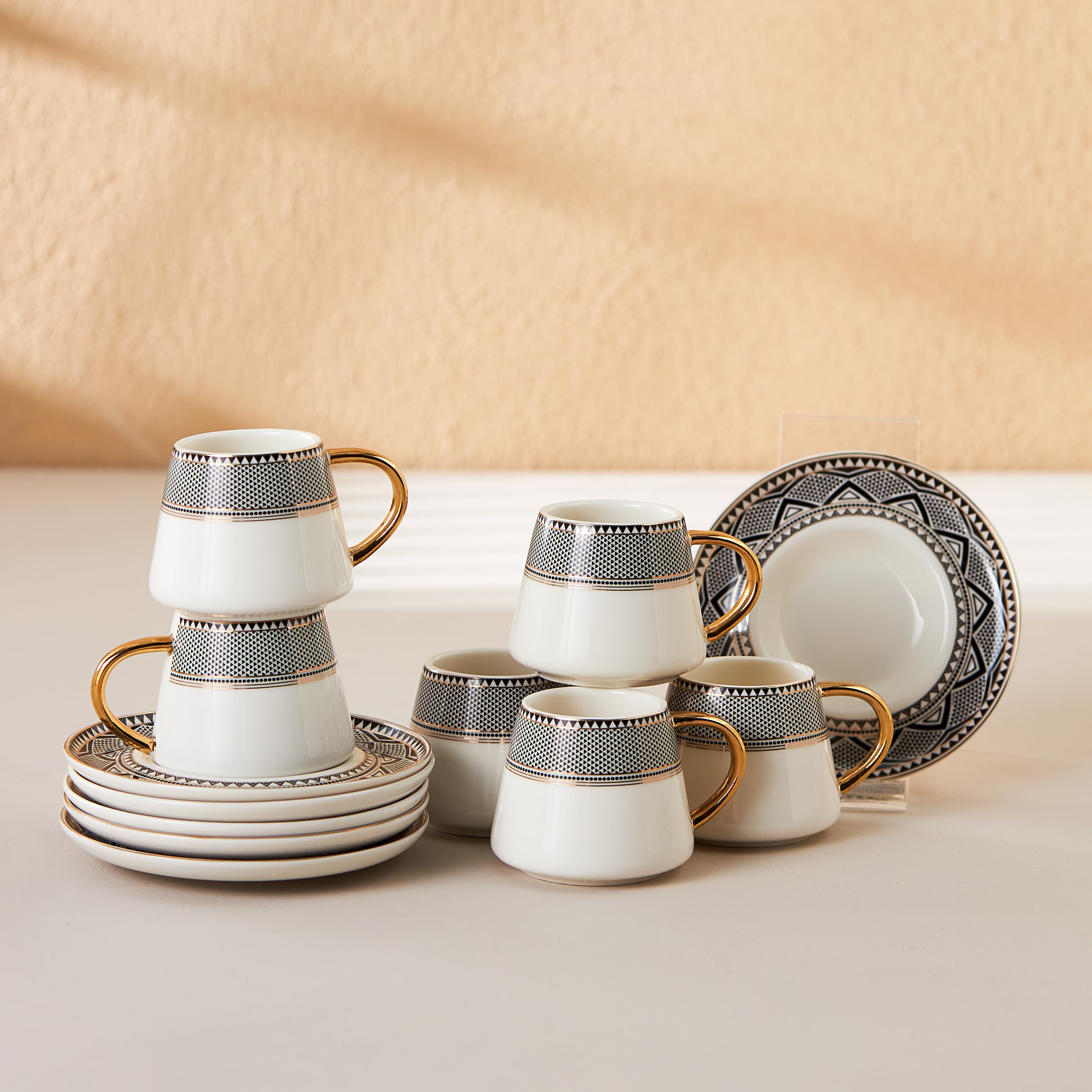 Karaca Globe Tasses à café turque pour 6 personnes, Service à Café Porcelaine, Tasses à Thé, Expresso, Latte Classique, Türk Kahve Fincanı, Café Turc
