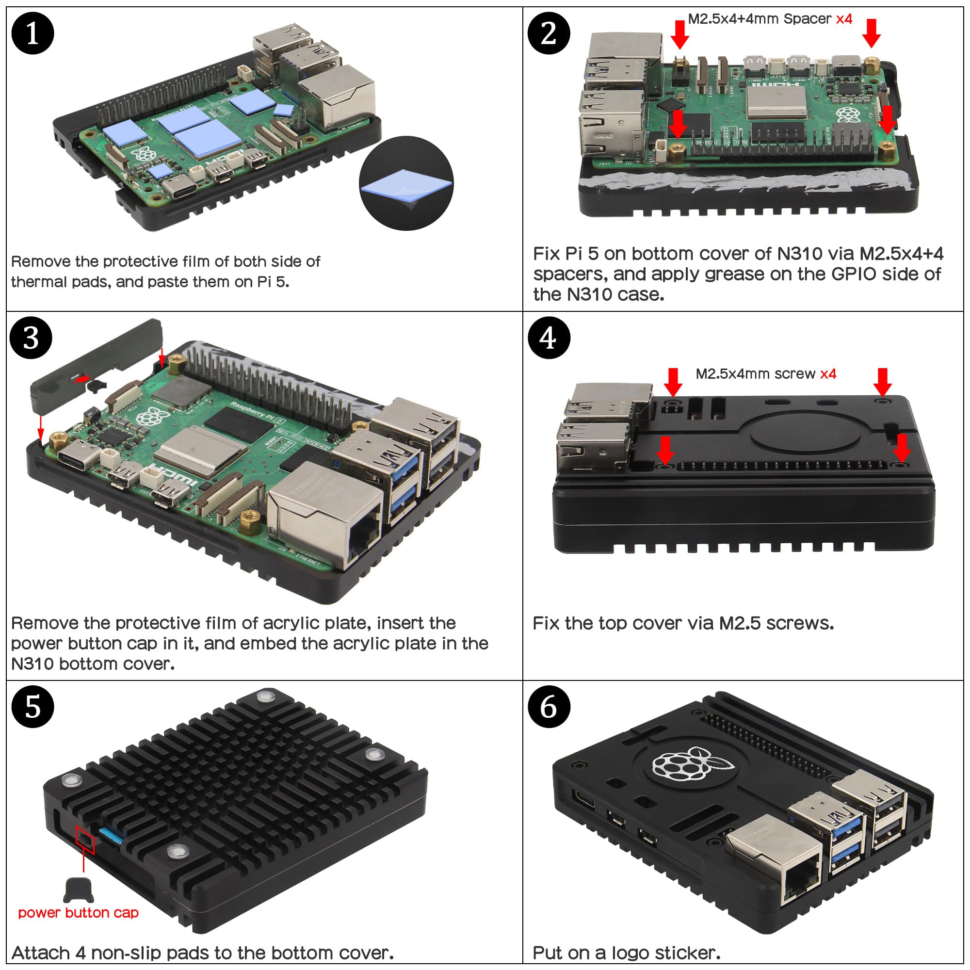 Obudowa aluminiowa eleUniverse N310 dla Raspberry Pi 5, chłodzenie pasywne