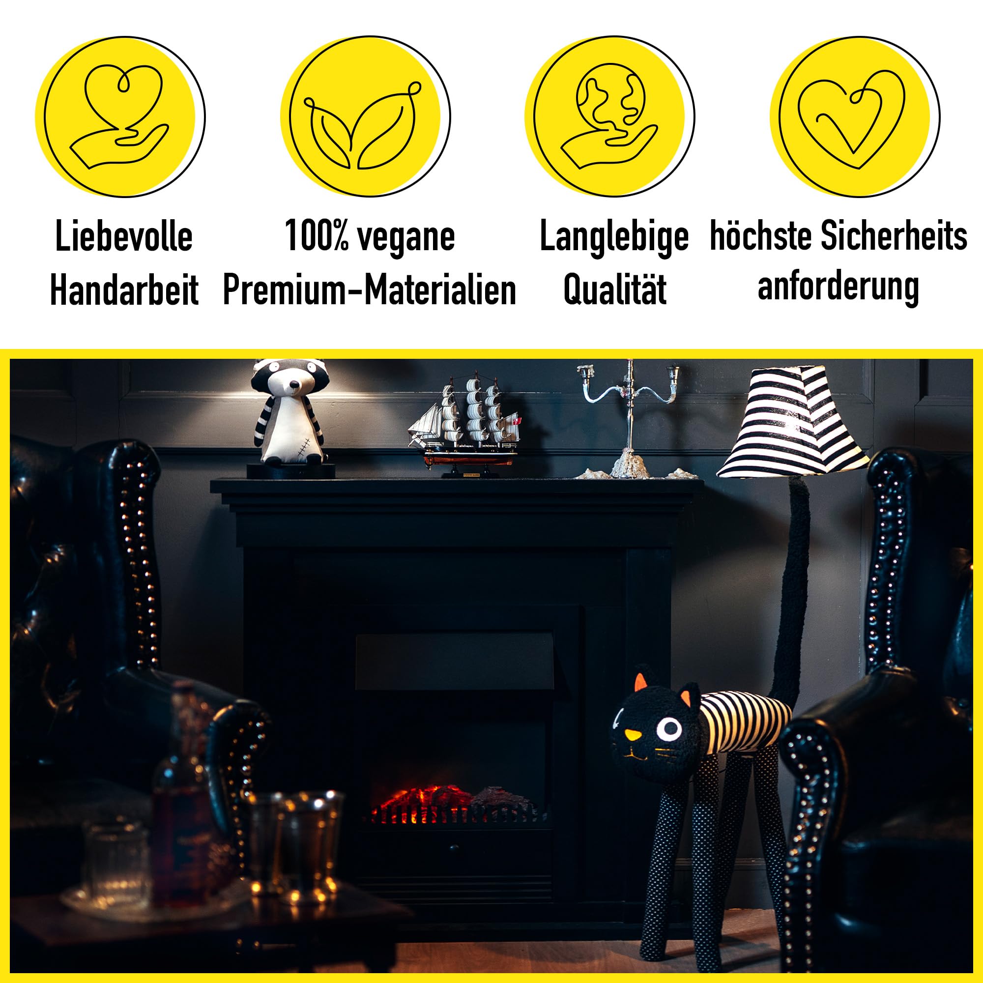 Happy Lamps Luna die Katze LED-Stehlampe 126cm Kinderzimmer Deko | handgefertigt, kindersicher, ideal fürs Kinderzimmer, Geschenkidee