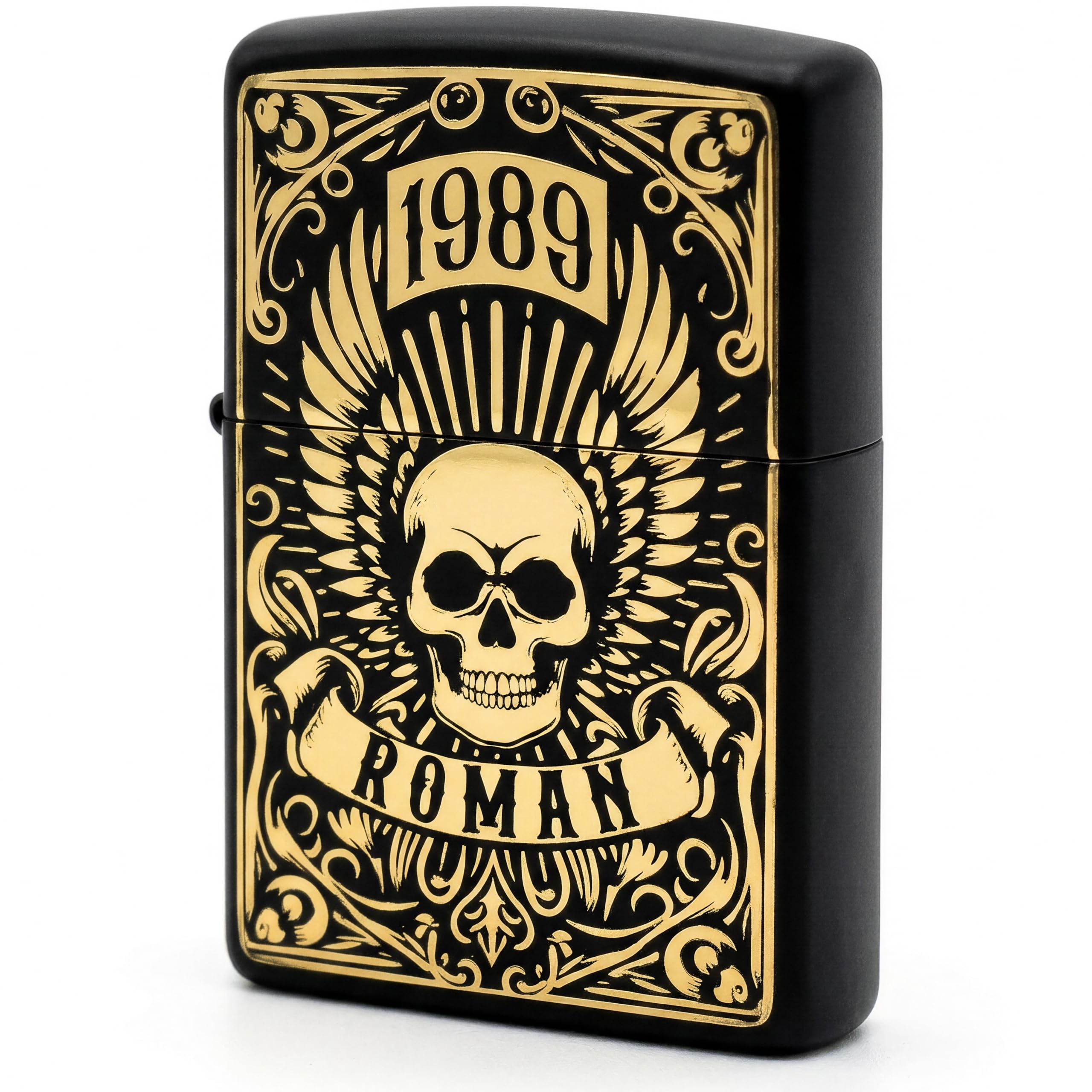 Totenkopf Zippo Feuerzeug mit personalisierter Gravur, Sturmfeuerzeug mit Totenkopf Zippo Geschenk für Männer