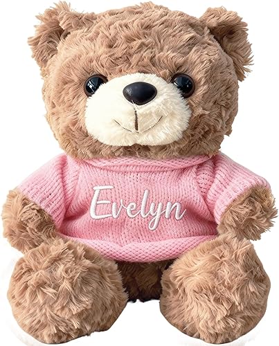 Oso de peluche personalizado con nombre, animal de peluche con nombre personalizado, regalos personalizados para niños, cumpleaños, San Valentín,