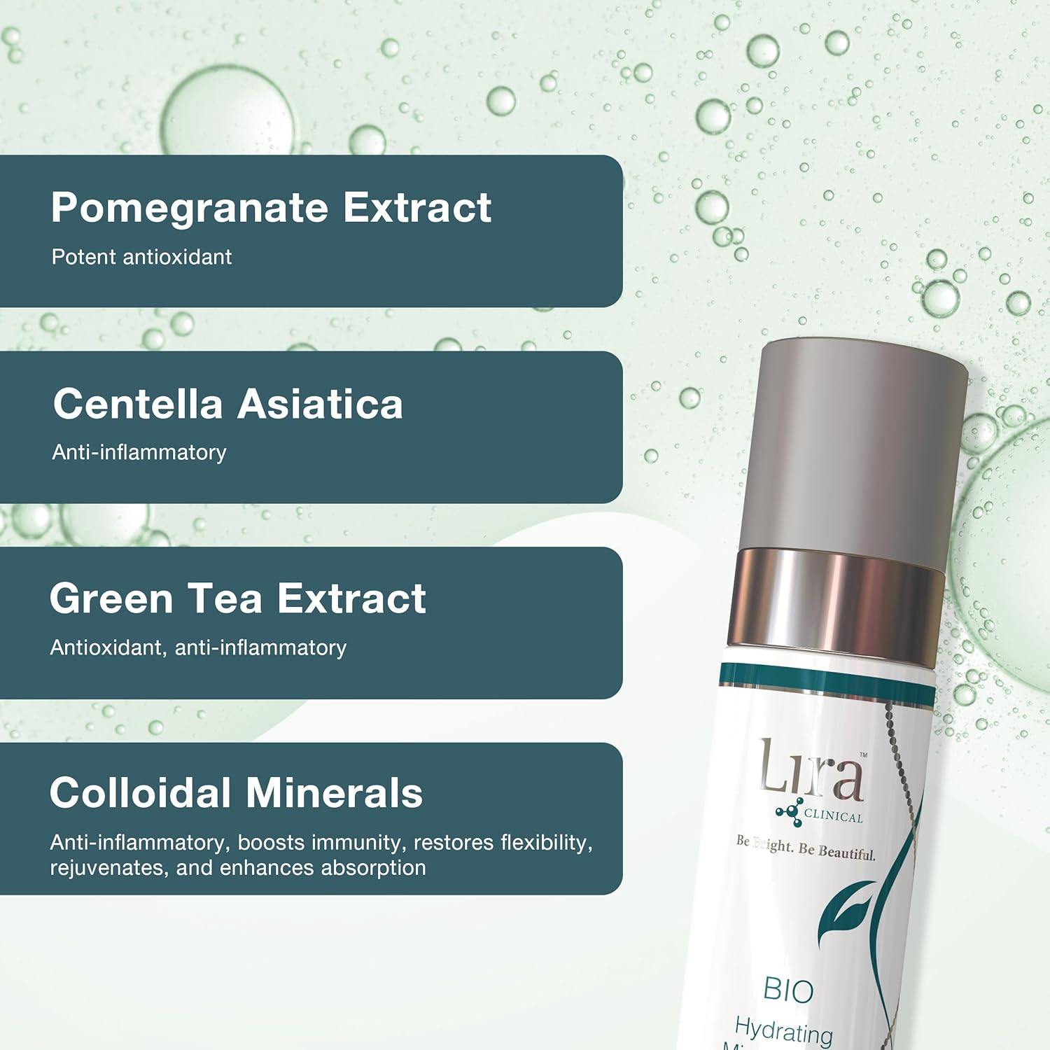Lira Clinical BIO Hydrating Mineral Mist - Face Mist Hydrating Spray with Plant Stem Cells - Calming & Glowing Facial Mist - 2 Ounce