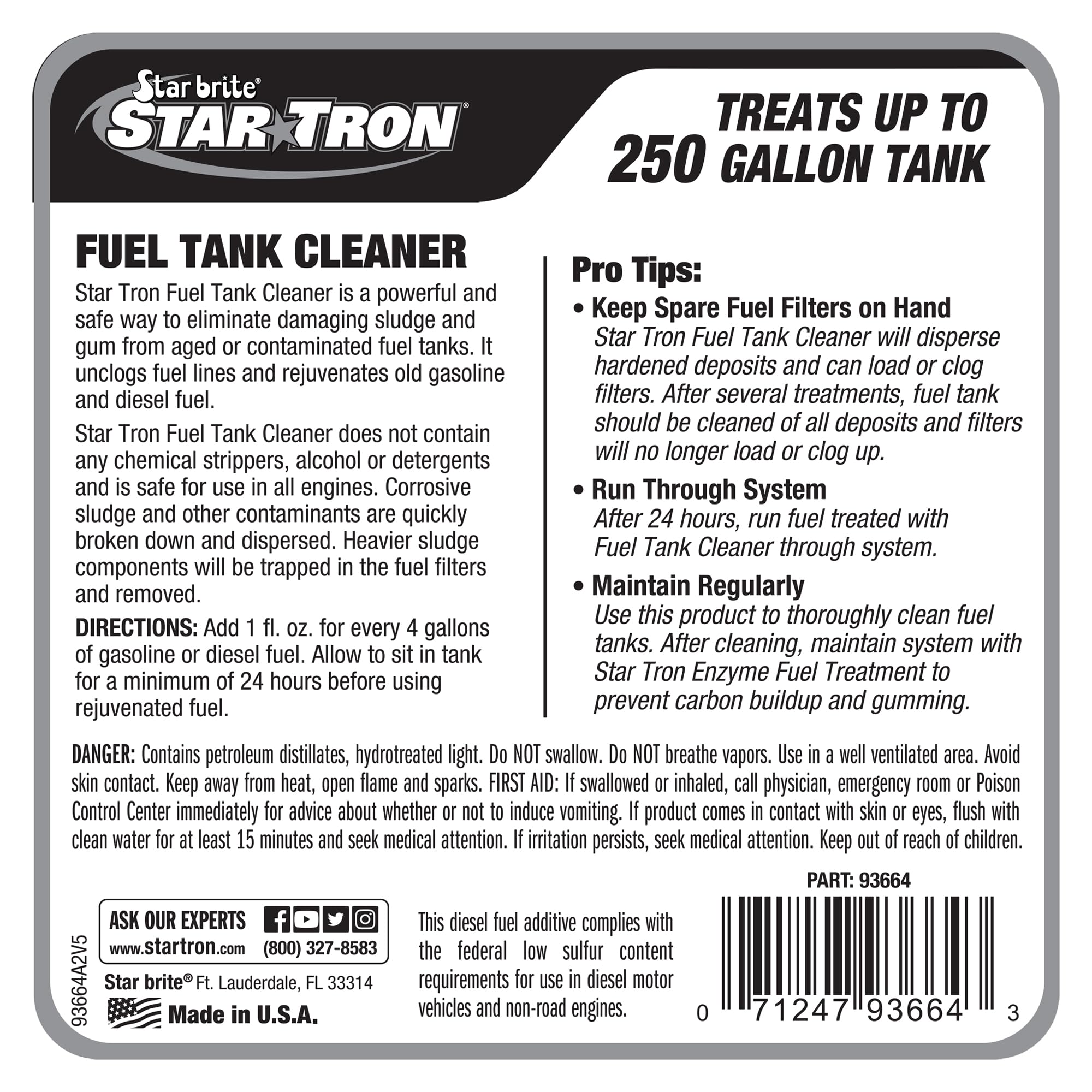 Star Brite Star Tron Limpiador de Tanques de Combustible - La Fórmula Concentrada Funciona en Tanques de Gasolina y Diesel, El Embalaje Puede Variar