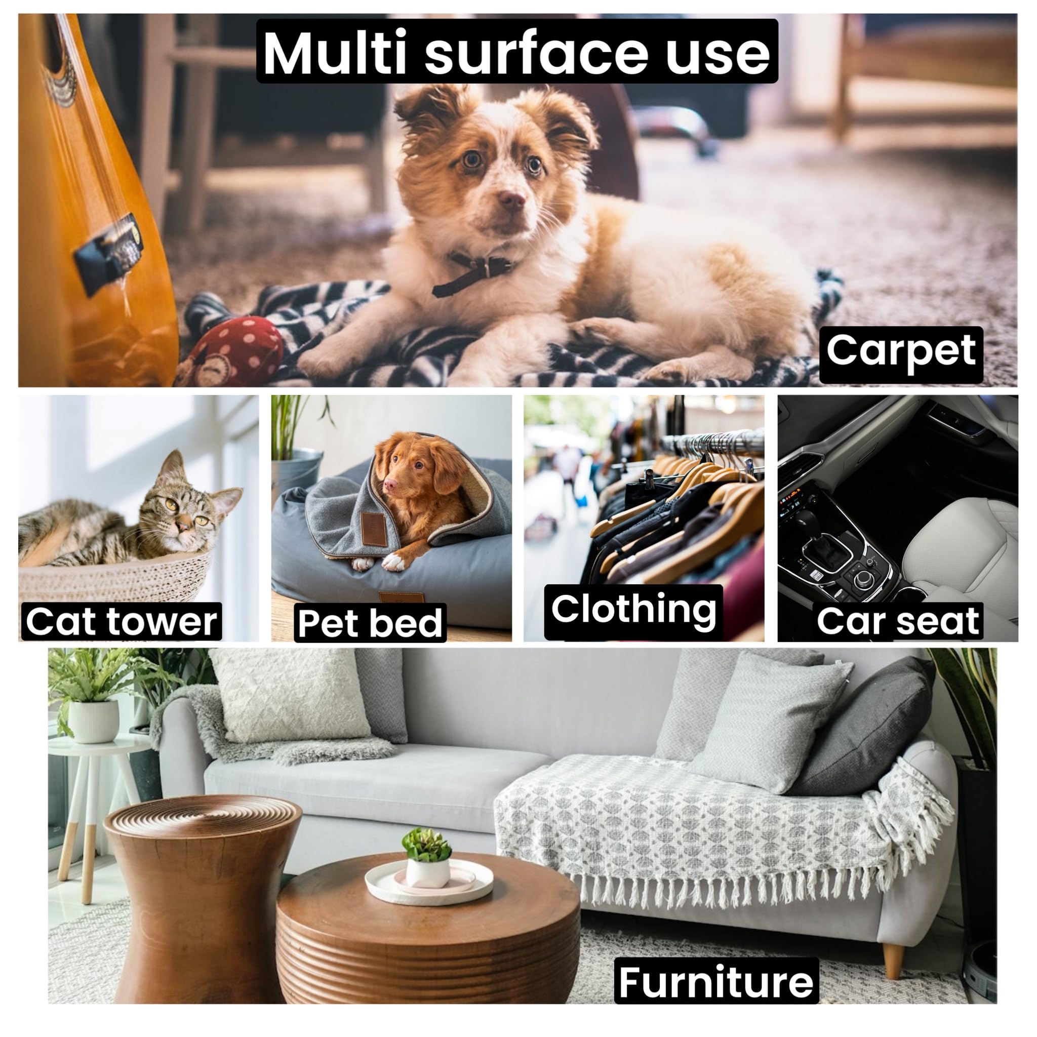 Albab Removedor de pelo de mascotas - Rodillo de pelusa reutilizable - para sofá, muebles, ropa, alfombras, ropa de cama - Pelo de gato y perro - Nueva herramienta de eliminación de pelos