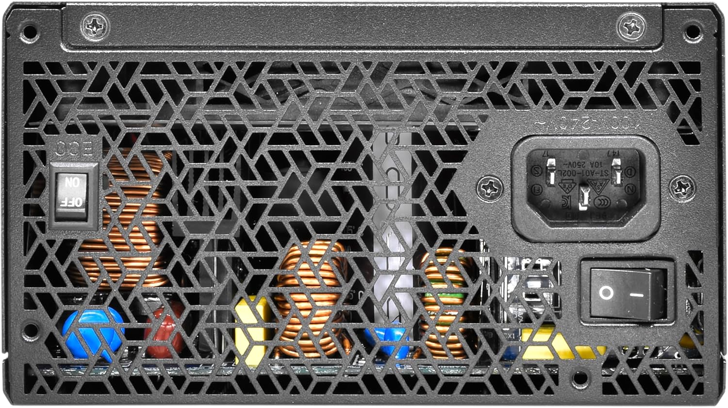 Super Flower Leadex VII XP PRO 850W Power Supply, rear view with power switch and ECO fan switch