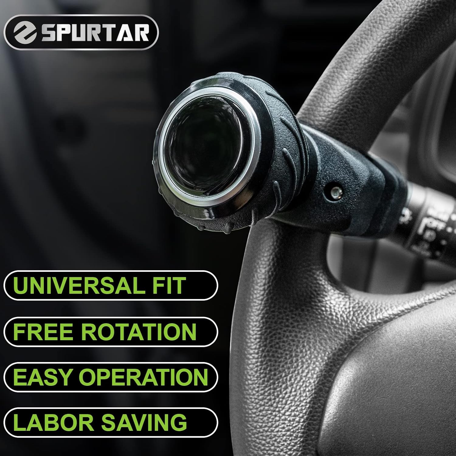 Spurtar Steering Wheel Knob, Universal Steering Knob Suicide Knob Power Handle Spinner Fit for Cars, Truck, Forklift, Mower, Tractor, Boat, Golf Cart, Gift for Friends, Lovers, Dad, Mom – Black : Everything Else