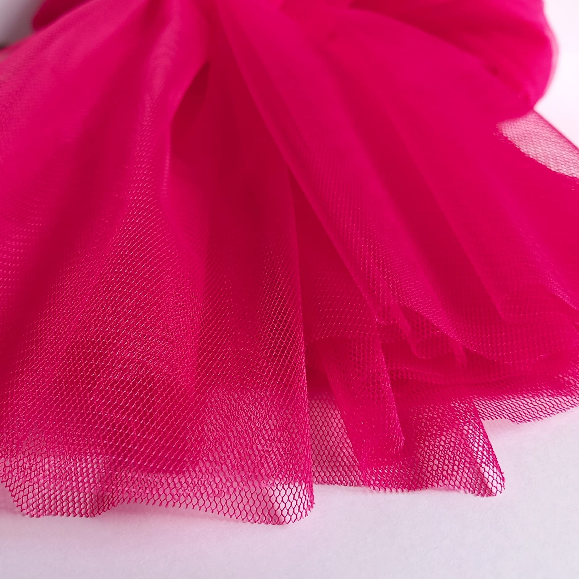 Cerise Bright Pink Soft Tulle Veiling Draping Fabric 150cm Wide - Sold by The Metre