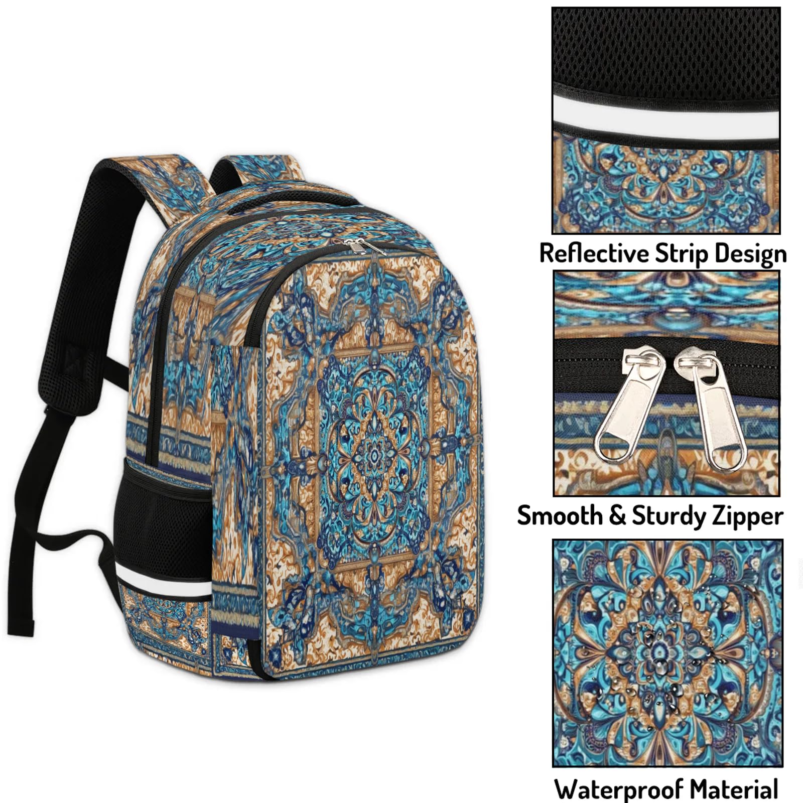 Art Boho etniczny plecak wielofunkcyjny plecak o dużej pojemności plecak szkolna torba na książki plecak turystyka podróż na co dzień laptop plecak torby dla chłopców dziewcząt mężczyzn kobiet, Kolor,