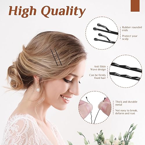 Miniatura 3 de Bobby - Alfileres para cabello grueso, 360 piezas para mujeres accesorios para el pelo, Bobby Pins negro con una caja de tienda