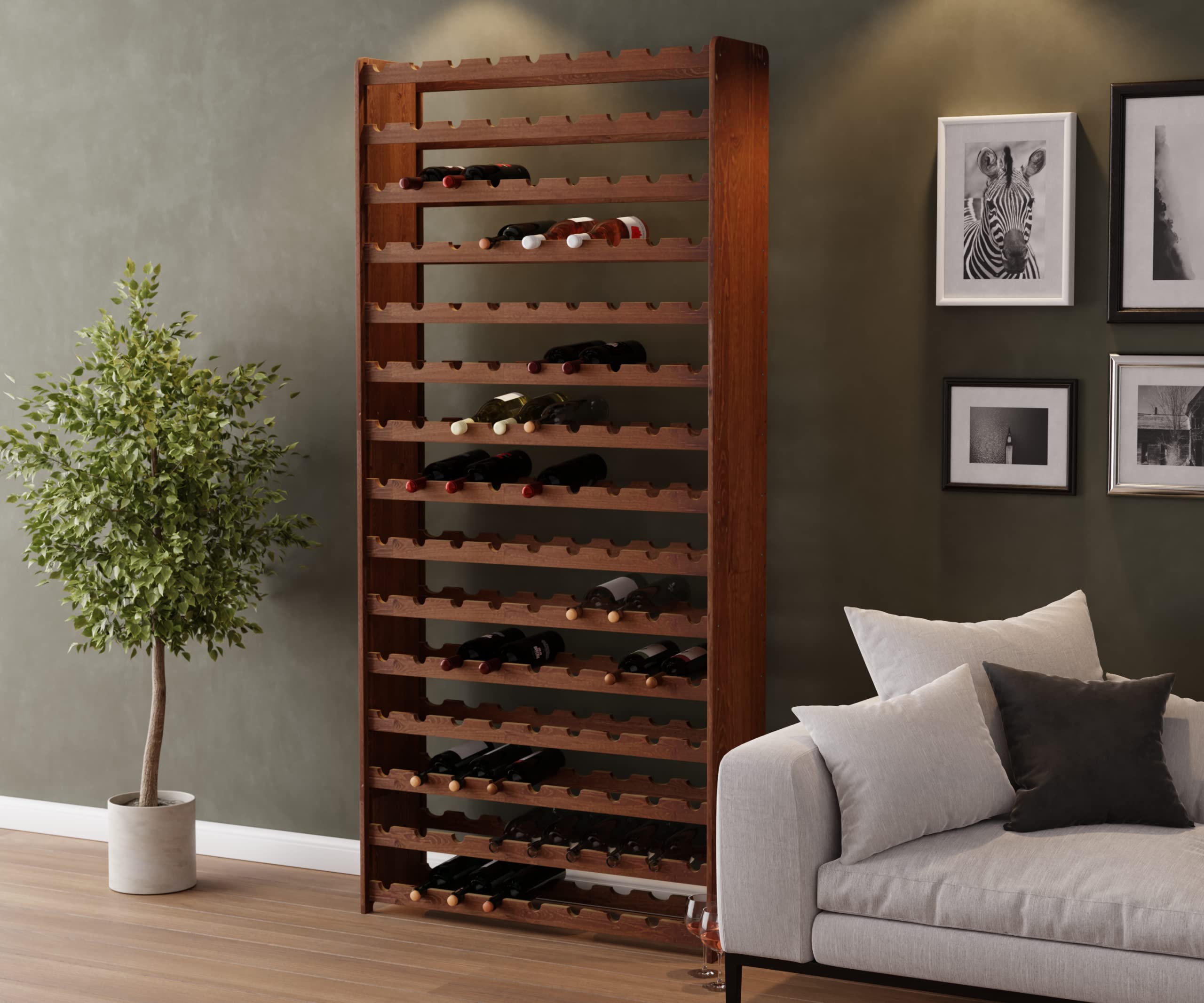 Lenmar Série RW Casier à vin en bois pour bouteilles, anthracite, marron, naturel, RW-3, 13-15 couchés, pour 91-135 bouteilles, vin, casier à bouteilles (marron, RW-3-135, 198 x 92 x 26,5, pour 135