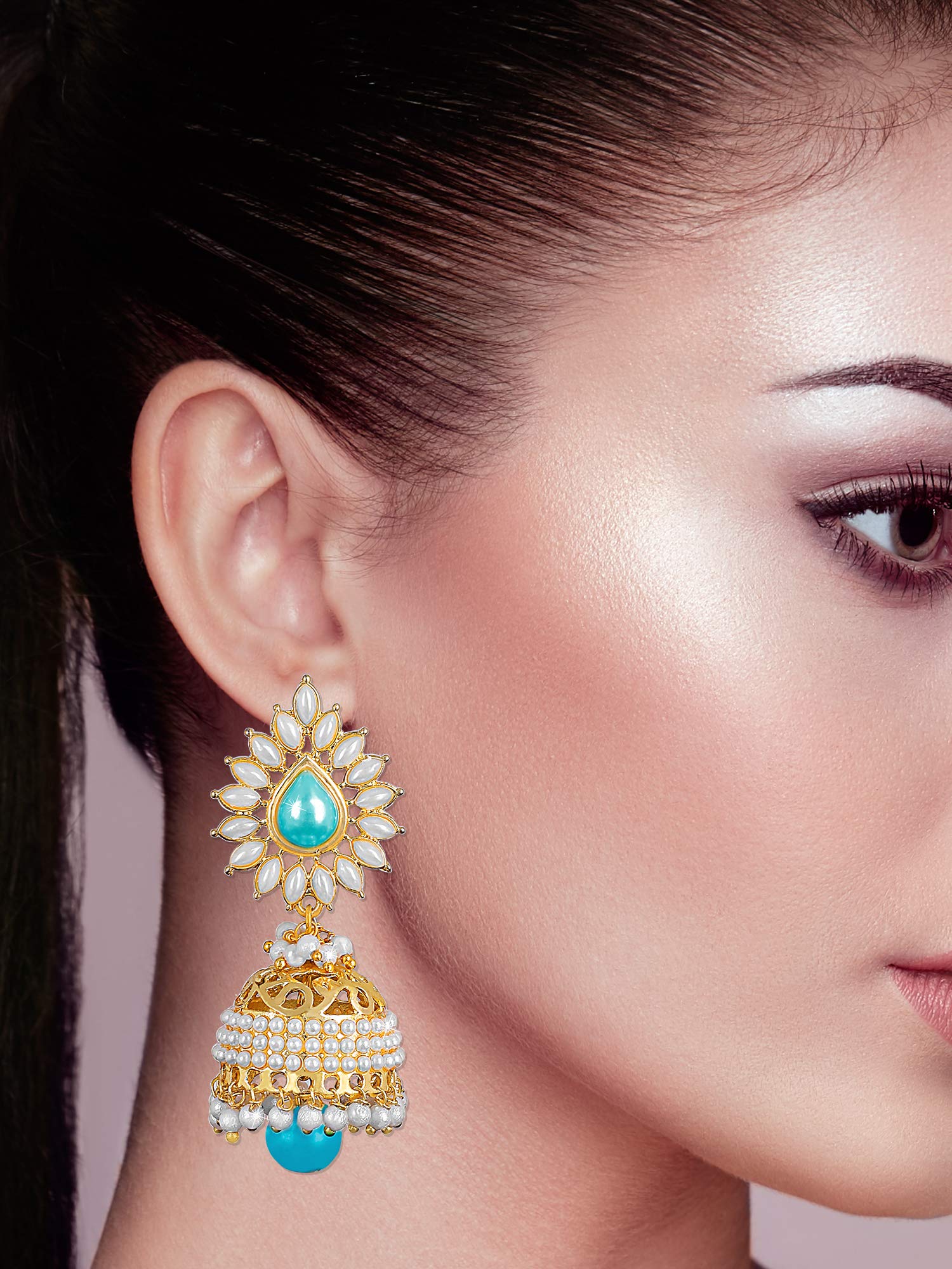 Bollywood Pearl Moti Jhumka Earrings for Women