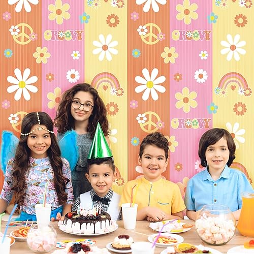 Miniatura 5 de Paquete de 2 decoraciones de fiesta geniales de 3.3 x 6.6 pies, dos decoraciones de fiesta hippie bohemio, cortina de flecos de papel de aluminio,