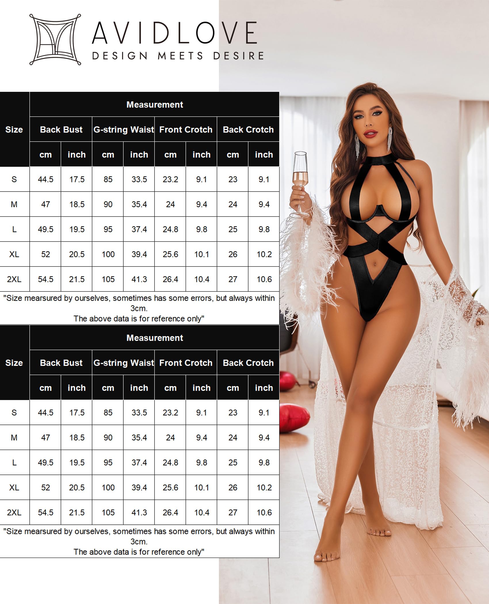 Avidlove Women Lingerie Sexy Bodysuit Strappy Teddy Lingeries One Piece Mini Babydoll with Underwire: Small Black