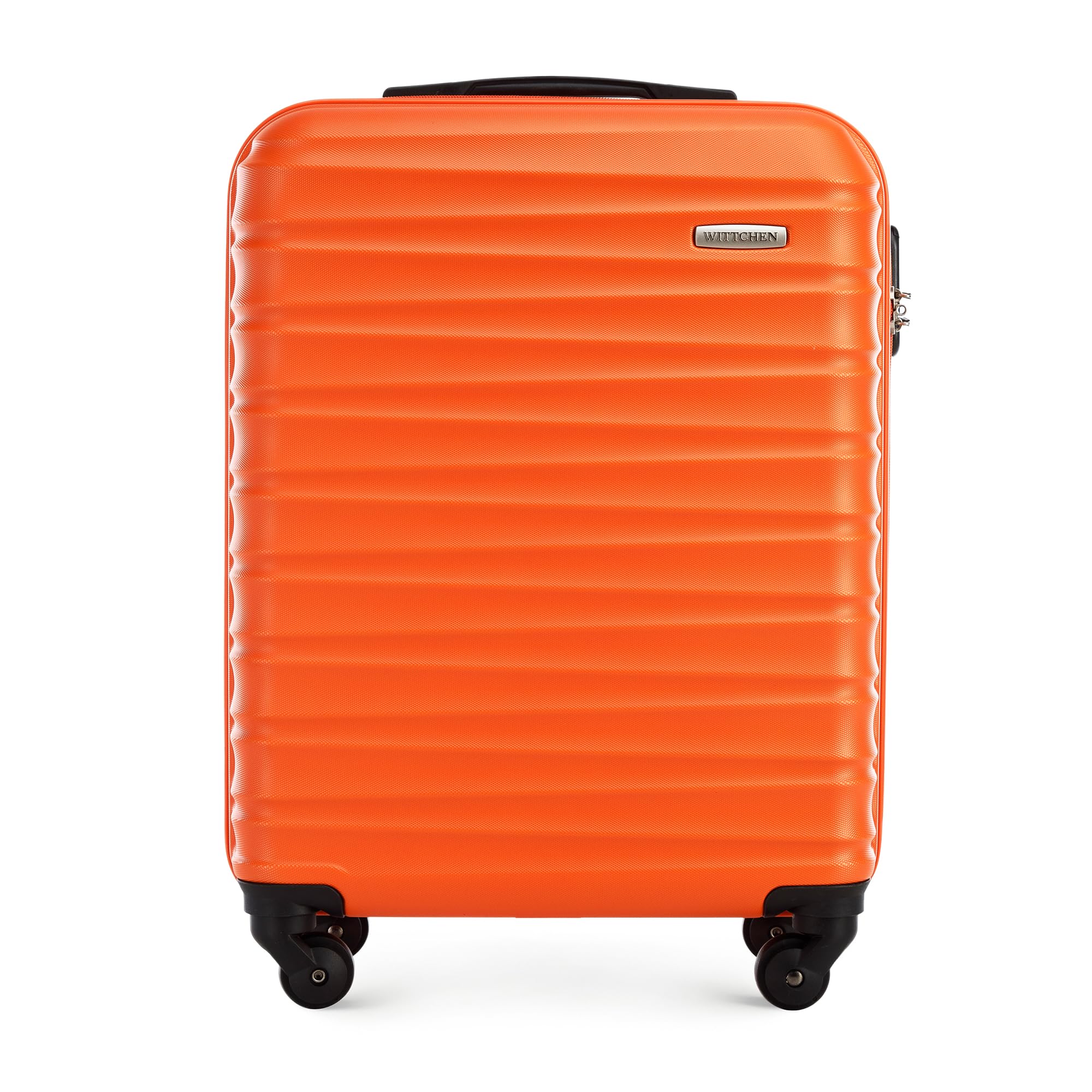 WITTCHEN GROOVE Line Stabile Valigia da cabina Bagaglio a mano Valigia piccola Trolley Valigia da Viaggio Trolley Rigido in ABS 4 Ruote Serratura a Combinazione Manico Telescopico Taglia S Arancione
