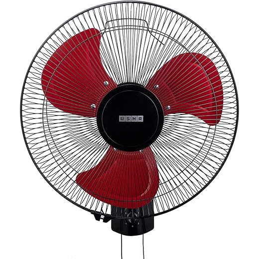 USHA Colossus Rust Free Aluminium Blade 400mm Wall Fan (Red) Pack of 1