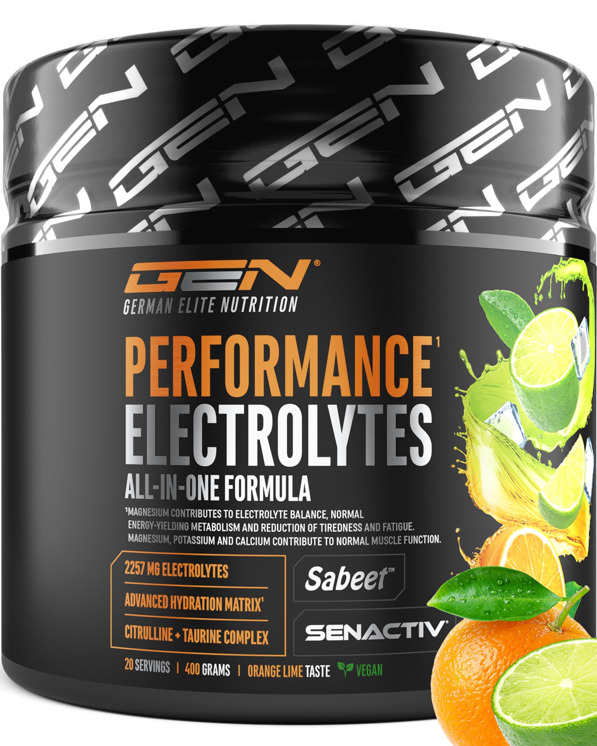 Performance Electrolytes - 400 g (20 Portionen) - Advanced Hydration Matrix mit Natrium, Kalium, Magnesium, Calcium & Chlorid - mit Citrullin & Taurin - Zuckerfrei - Vegan