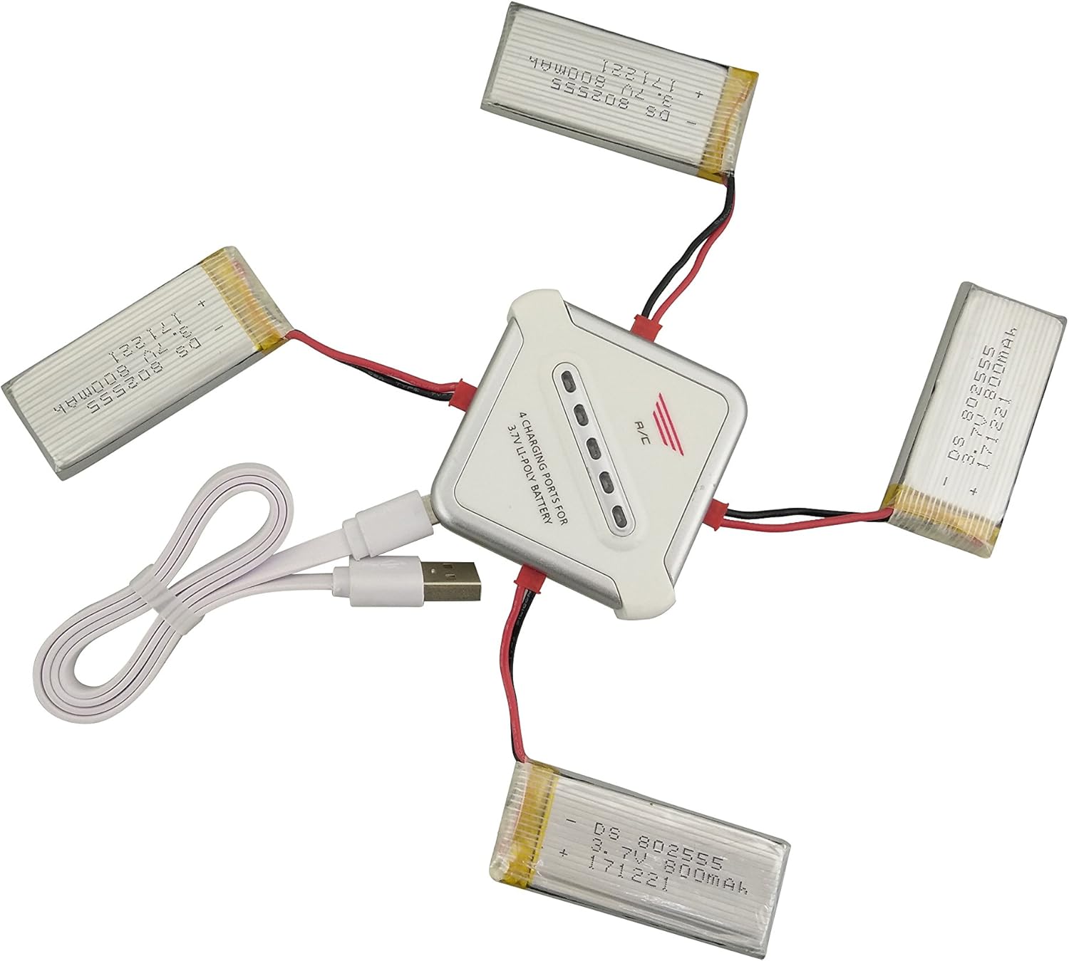sea jump Accessories 4PCS 3.7V 800mah Lithium Battery + 4in1 Charger for DFD F181 H12C Quadcopter Spare Parts Drone Battery