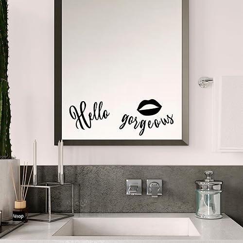 Miniatura 2 de Hello Gorgeous - Adhesivo con cita de espejo, letrero de autoestima positiva para calcomanía motivacional, hermosa calcomanía de espejo para baño,
