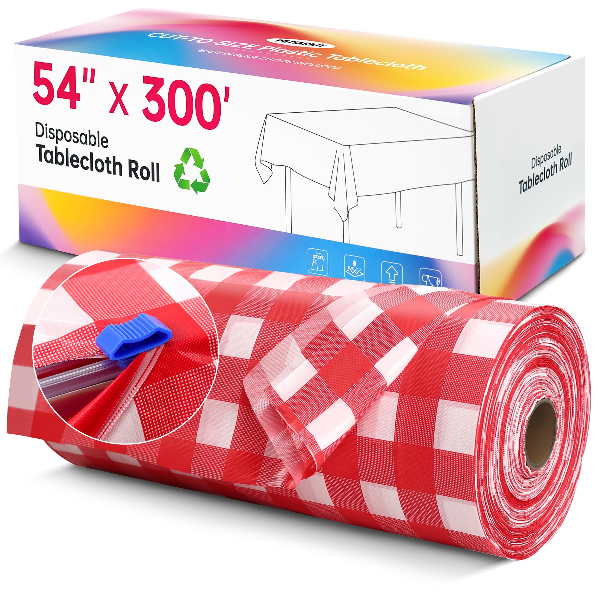 Plastic Table Cloth Disposable, 54In X 300Ft Table Cover Roll