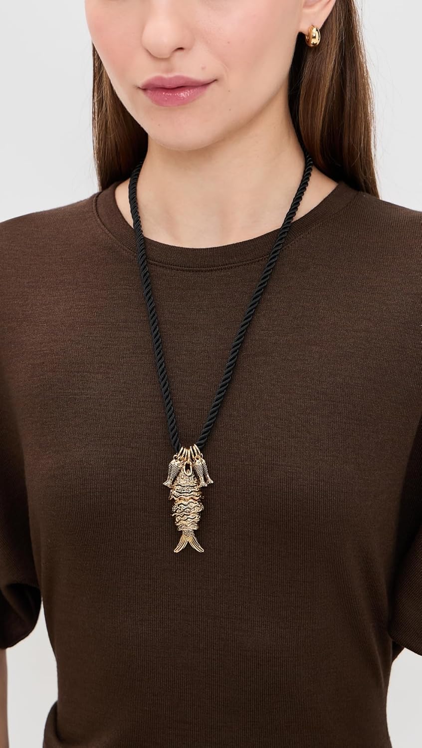 Kenneth Jay Lane Women's Antique Gold Fish Necklace - Image 3