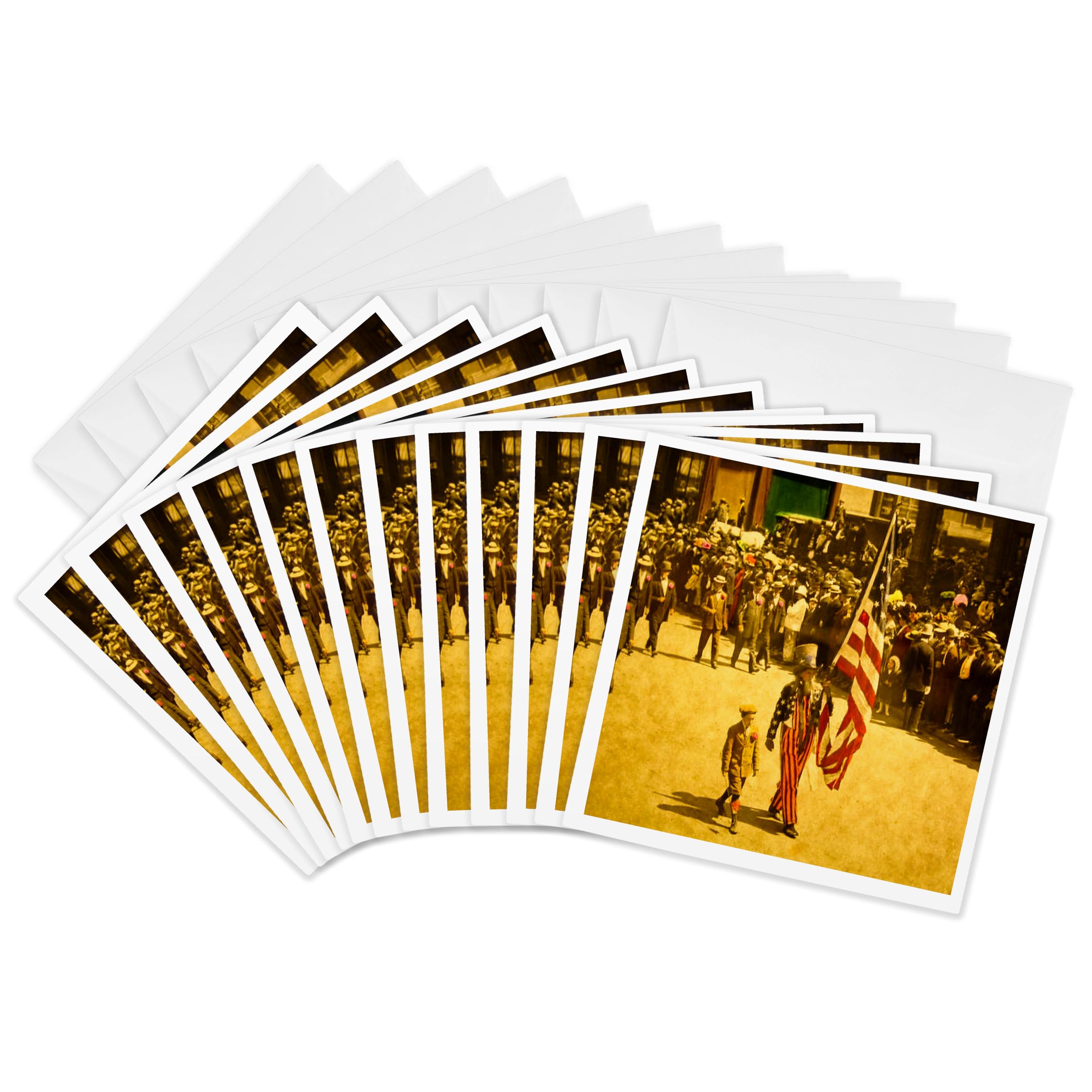 3dRose gc_8476_2 6 x 6-Inch"Vintage Uncle Sam on The 4Th of July" Greeting Card (Pack of 12)