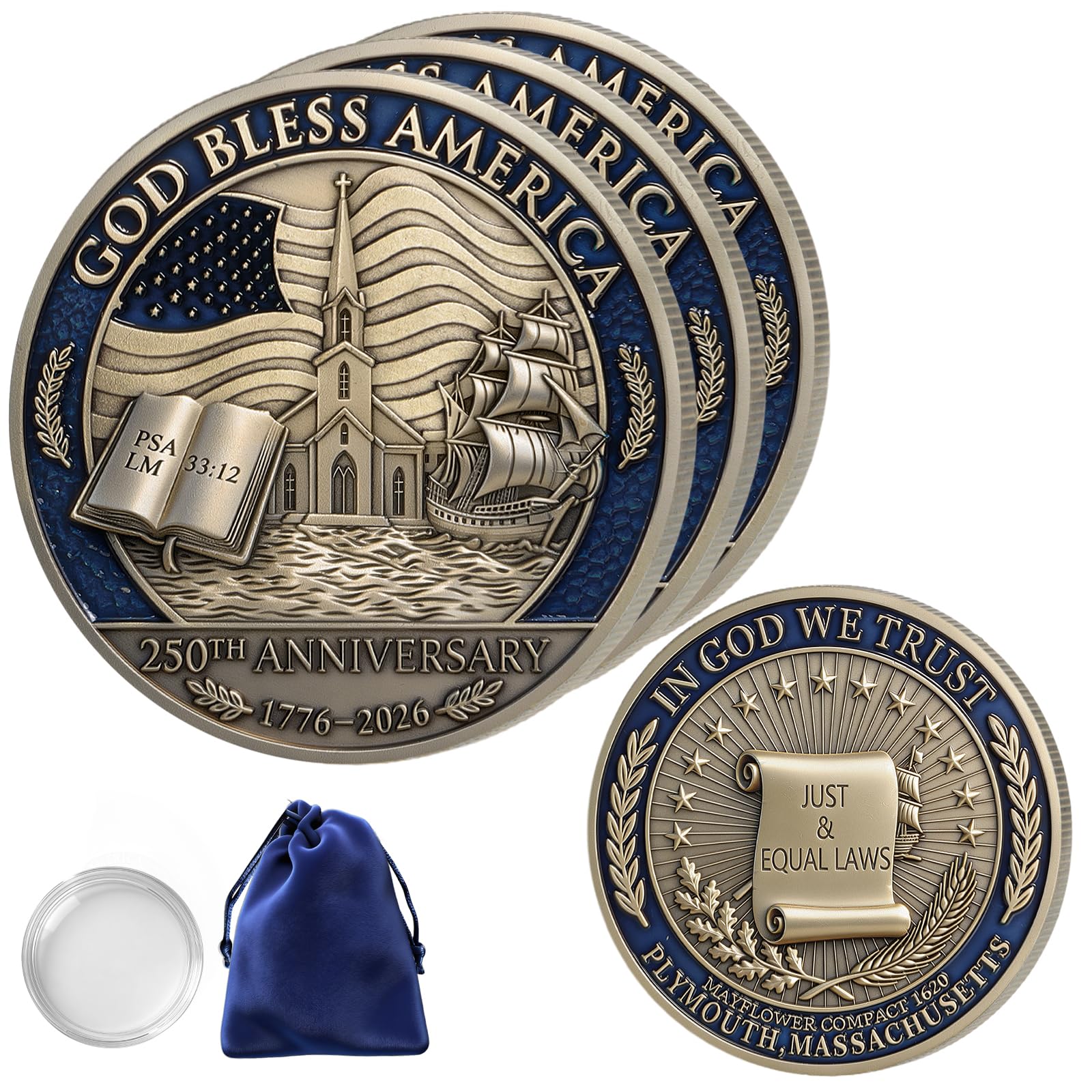 3PCS Christian Faith-Based Commemorative Coin