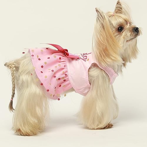 Miniatura 7 de Fitwarm Vestido de tul para perro de cumpleaños, ropa para perros pequeños, ropa de gato, rosa, grande