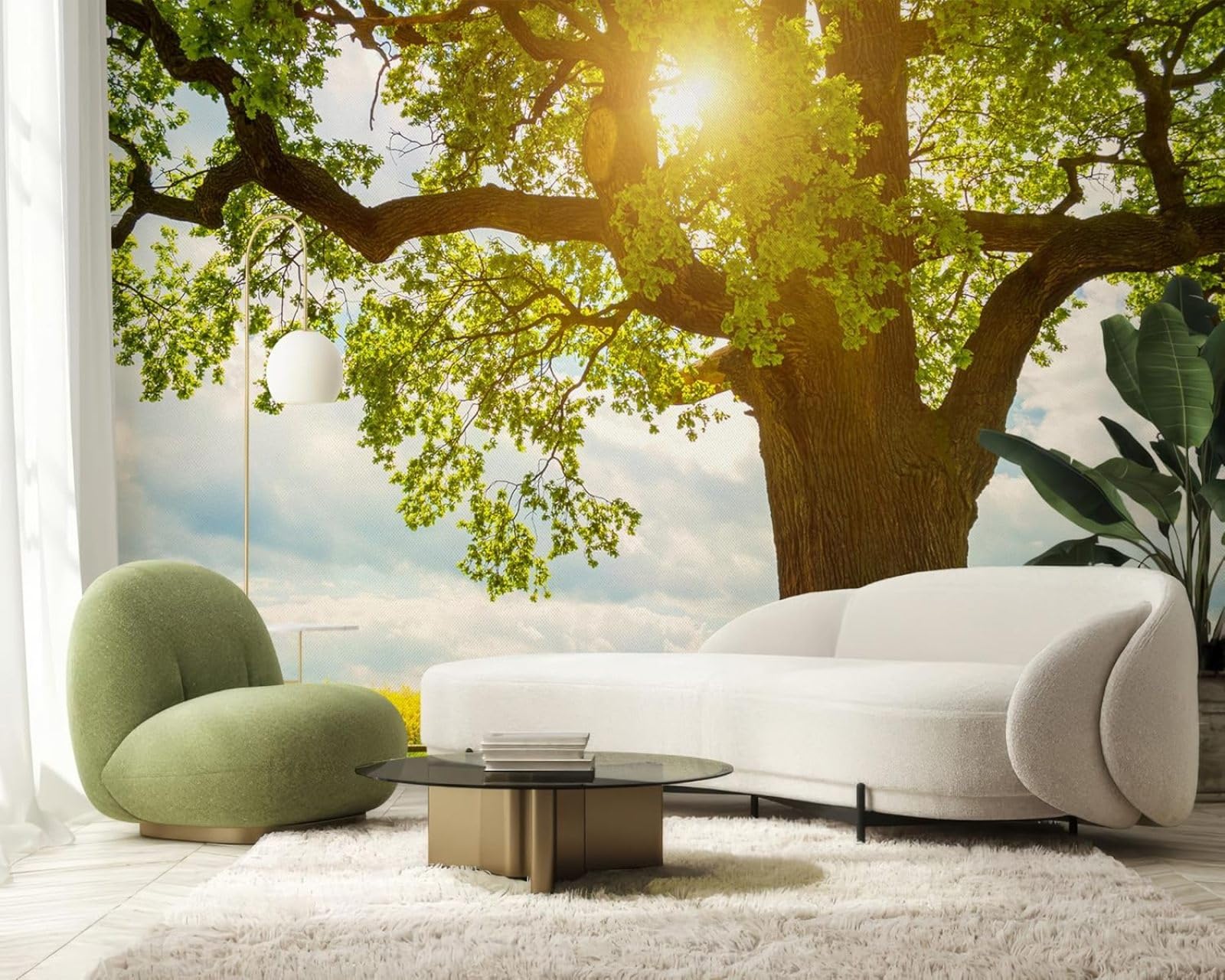 Murale fotografico - carta da parati Albero 3D Paesaggio Vecchia Quercia Moderna Parete Soggiorno Camera da letto Camera dei bambini Decorazione murale Motivo 430cmx300cm Poster - Adesivo da parete -