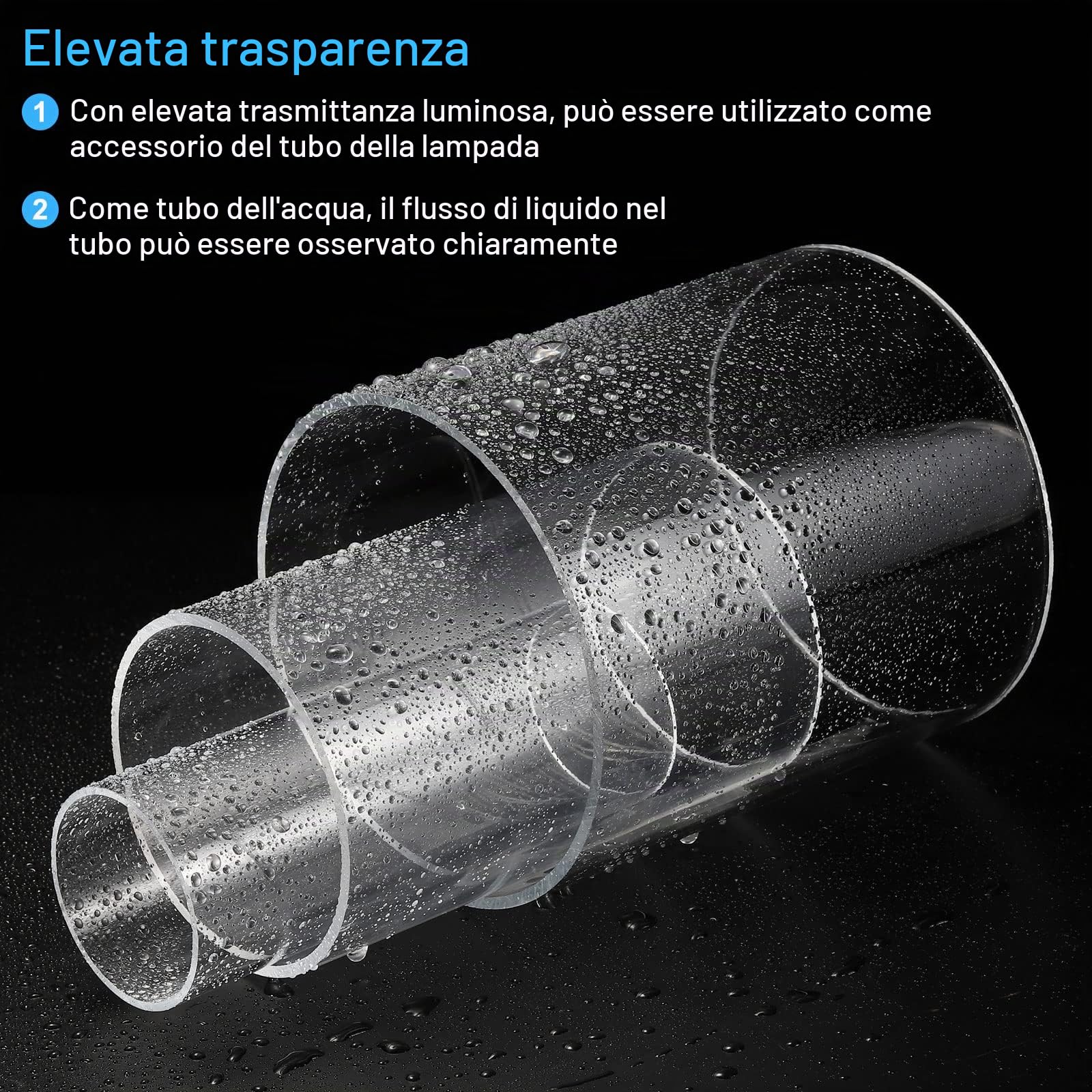 sourcing map Tubo acrilico trasparente, rigido, rotondo, 155 mm, diametro interno: 160 mm, diametro esterno: 15,2 cm, per lampade e lanterne, sistema di raffreddamento ad acqua