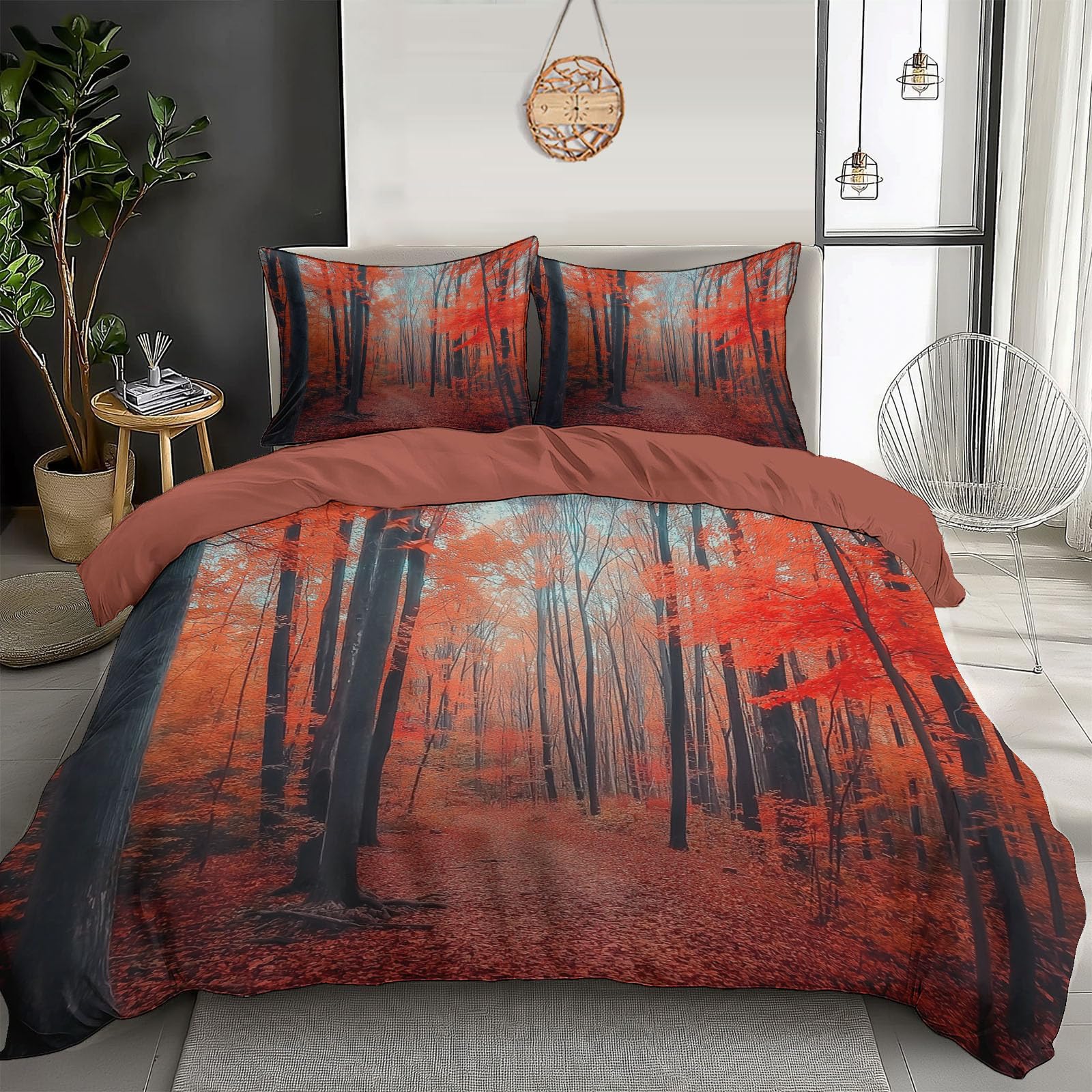 Parure de lit forestière 240x260 pour une ambiance automnale chaleureuse