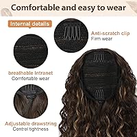 Vista 3 de FLUFYMOOZ Extensión de cola de caballo, 26 pulgadas, estilo bohemio, con cordón, extensiones de cabello para mujer, cola de caballo larga y rizada
