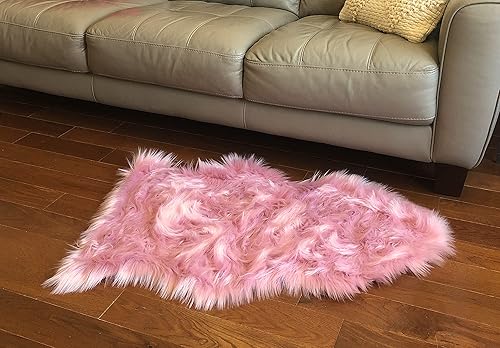 LIVVING Alfombra suave, gruesa y lujosa de piel sintética de oveja, manta decorativa, 1 tamaño de piel (2 x 3 pies), color blanco, elegante,
