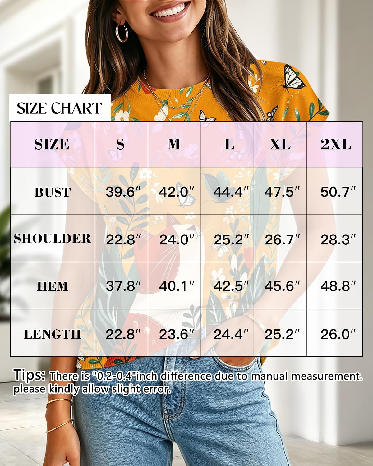 Womens Cap Sleeve Sweater Vest Pullover Crew Neck Wool Boho Tops Knit Floral Casual Fall Shirts