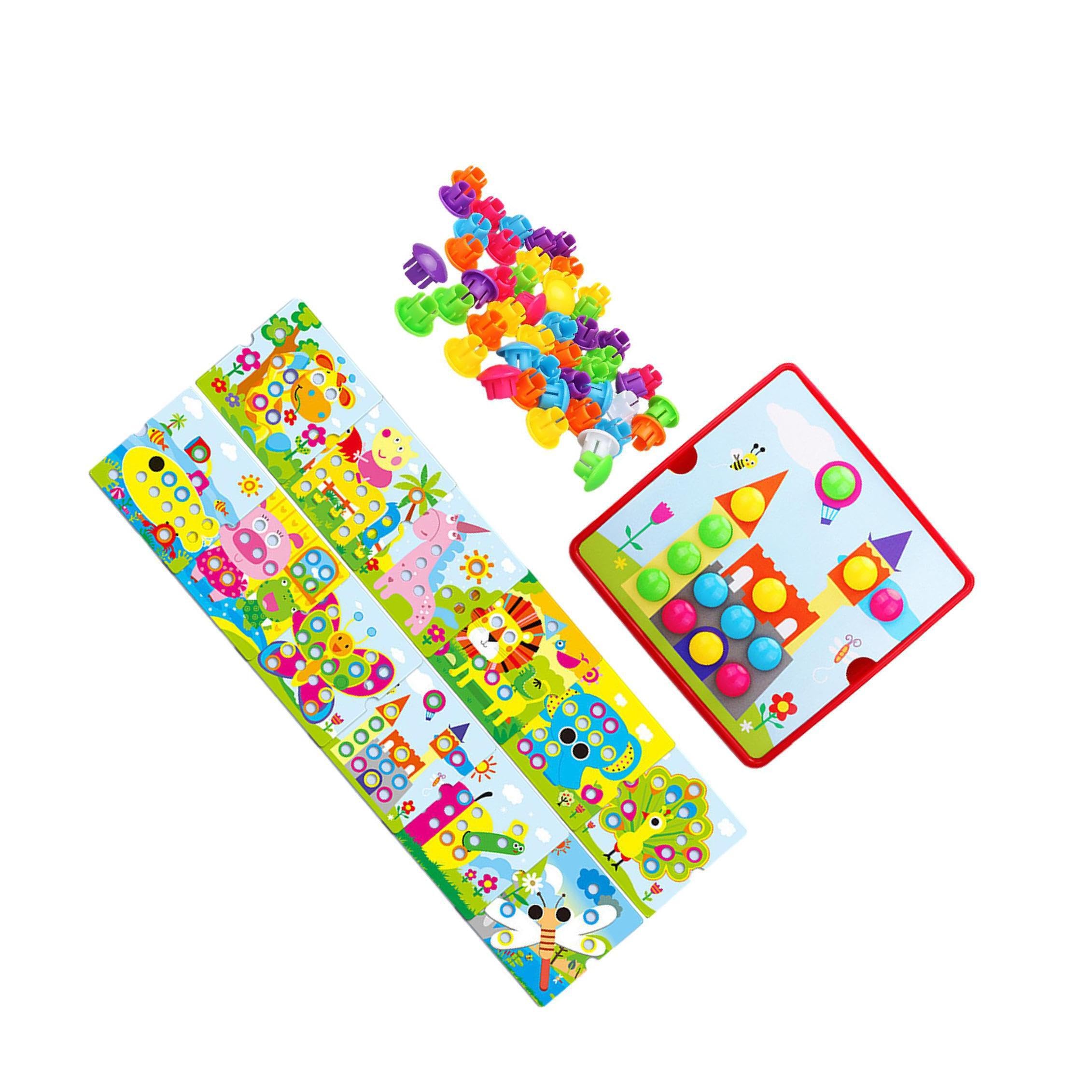 Auyxssz Mosaic Peg Boards Educational Toys Offering For Creative Play And Color Matching Experiences For Toddlers Mosaic Peg Boards Game Educational Toddlers