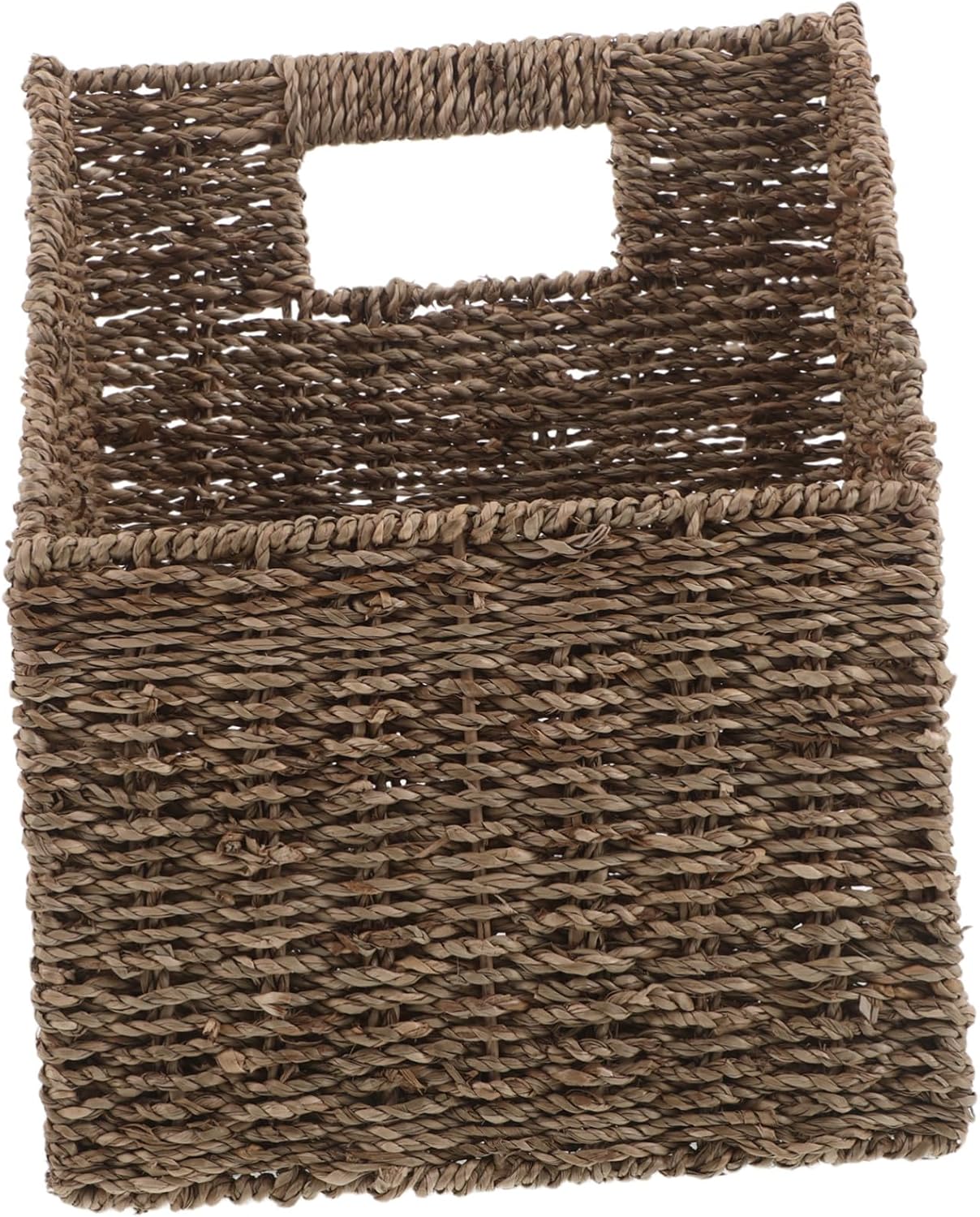 NUOBESTY Handwoven with Built-in Handle and Slanted Opening Hanging Magazine Holder Made of Natural Grass Wall Mounted Organizer for Files , Documents , Mail , for Home Office and Entryways