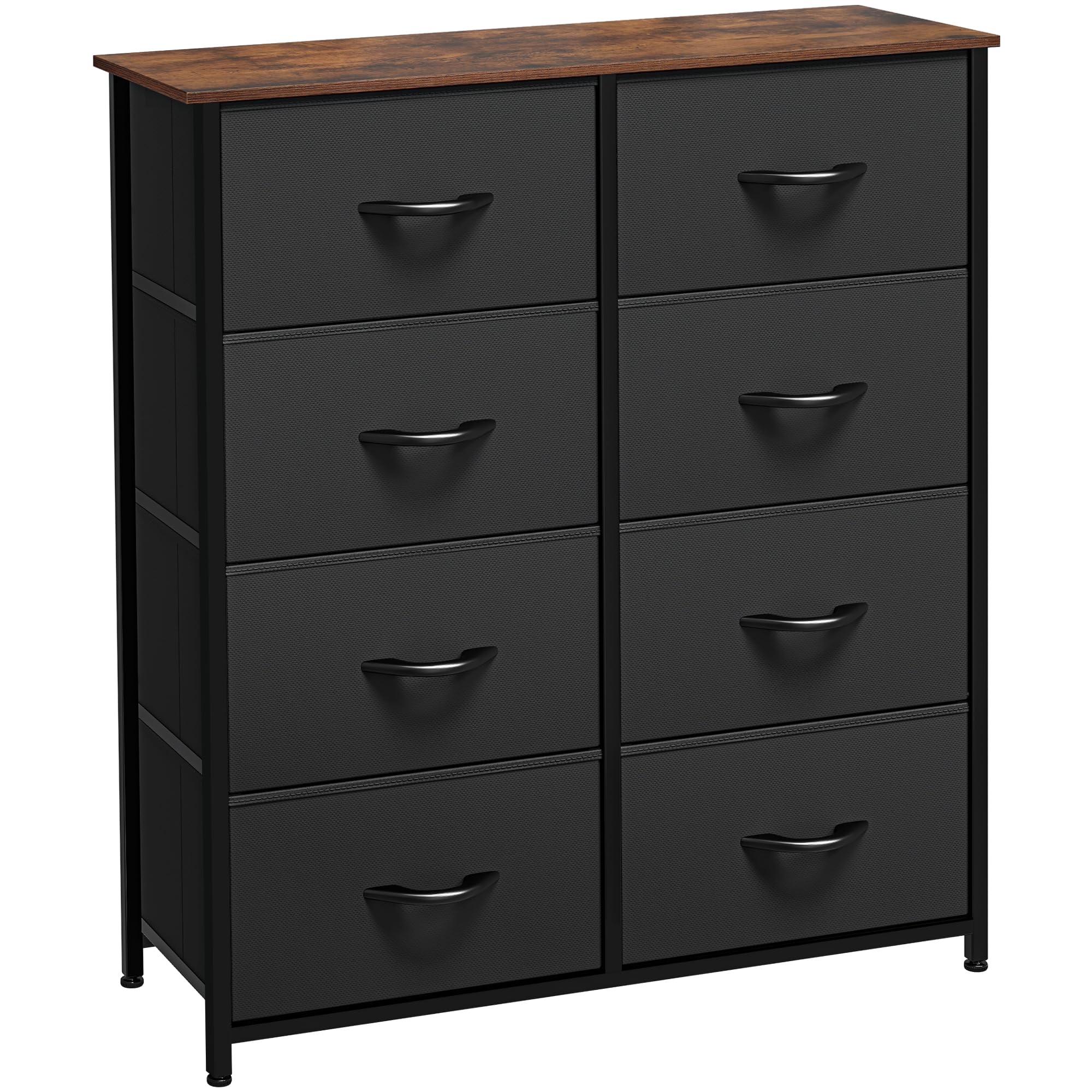 YITAHOME Dresser with 8 Drawers, Fabric Dresser for Bedroom, Tall Dresser with Fabric Bins, Chest of Drawers for Living Room, Hallway & Closets, Sturdy Steel Frame & Wooden Top