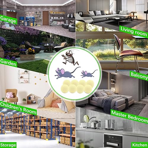 Miniatura 4 de Bolas de naftalina, bolas de polilla para uso en exteriores, aceite de menta para repeler ratones y ratas, bolas de ratón, adecuadas para repeler