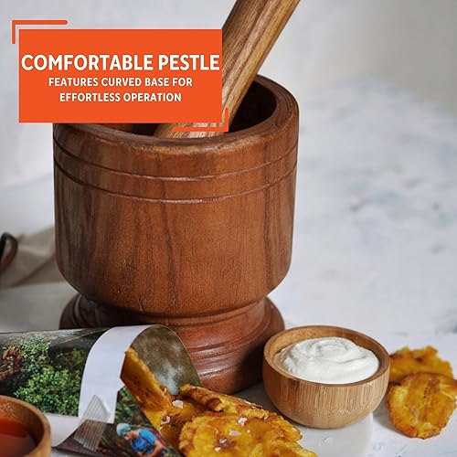 Vista 4 de IMUSA Mortero y mortero de madera, Jumbo