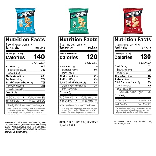 Vista 2 de PopCorners Snacks sin gluten, paquete variado de 3 sabores, bolsas de 1 onza (paquete de 20)