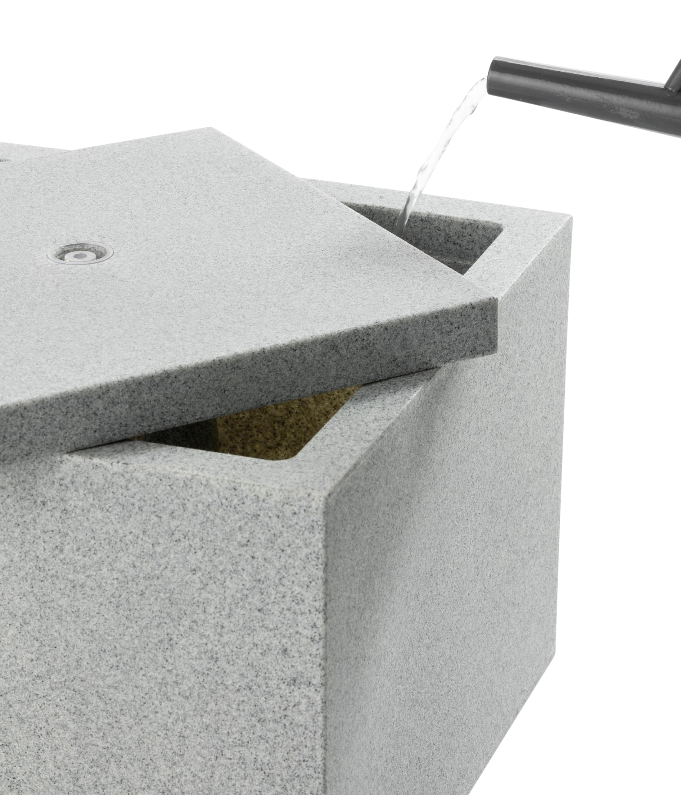Fontaine Solaire Biala Résistante au Gel Extérieur Éclairage LED 32,5 x 44 x 44 cm Polyéthylène Gris