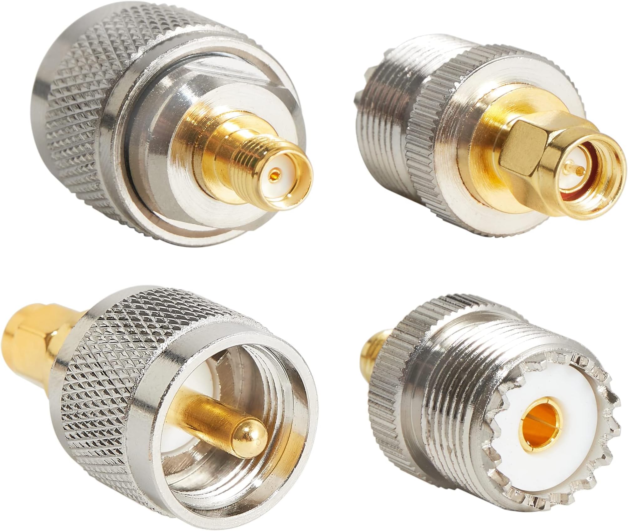 Anina 4pc SMA - UHF FR Coaxial Connector Kit SMA to PL259 SO239 UHF VHF Crimp Coax Adapter for CB Radio/Handheld Ham Radio Antenna/Walkie Talkie/Amateur Radio