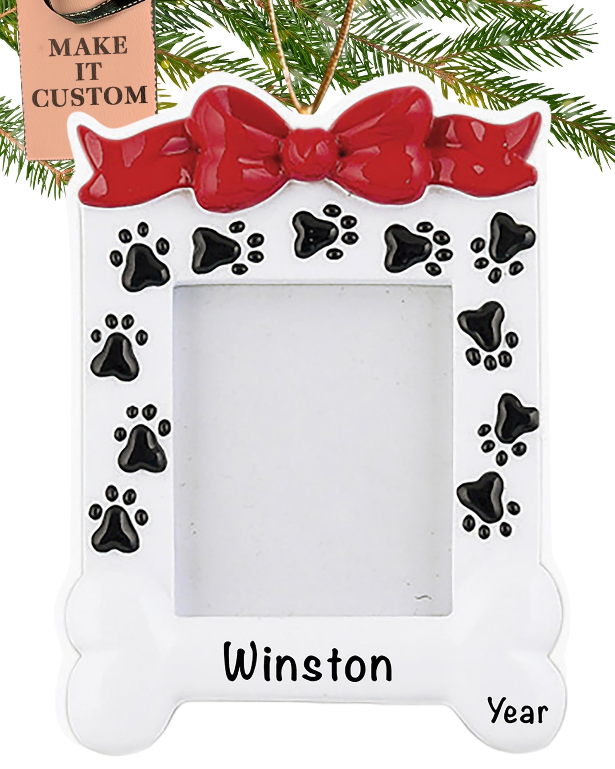Personalized Photo Frame Dog Ornament 2025 | Free 24h Customization | Laser Engraved Pet Christmas Ornaments for Tree | Custom Gift Wrapped Picture Keepsake for Dog-Lovers