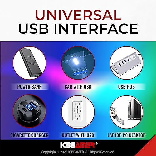 Miniatura 4 de ICBEAMER Adaptadores tipo C, luz LED de ambiente USB, paquete de 1 unidad (blanco)  Interfaz inteligente enchufable en miniatura LED luz nocturna