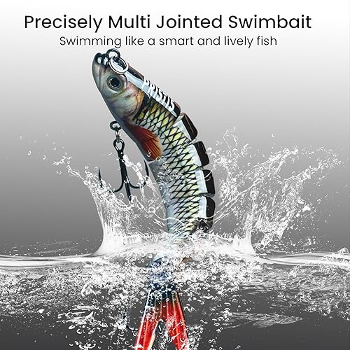 Miniatura 2 de Pristis Lifelike Fishing Plugs for Bass Muskie Walleye, Slow Sinking Swimbaits for Saltwater Freshwater, Shallow Deep Diving Crank Hard Baits Lure
