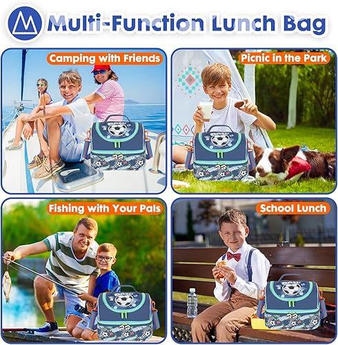 Miniatura 7 de Bolsa de almuerzo aislada de doble piso para niños, bolsa de comida grande para el regreso a la escuela, para niños, niñas, hombres y mujeres, con