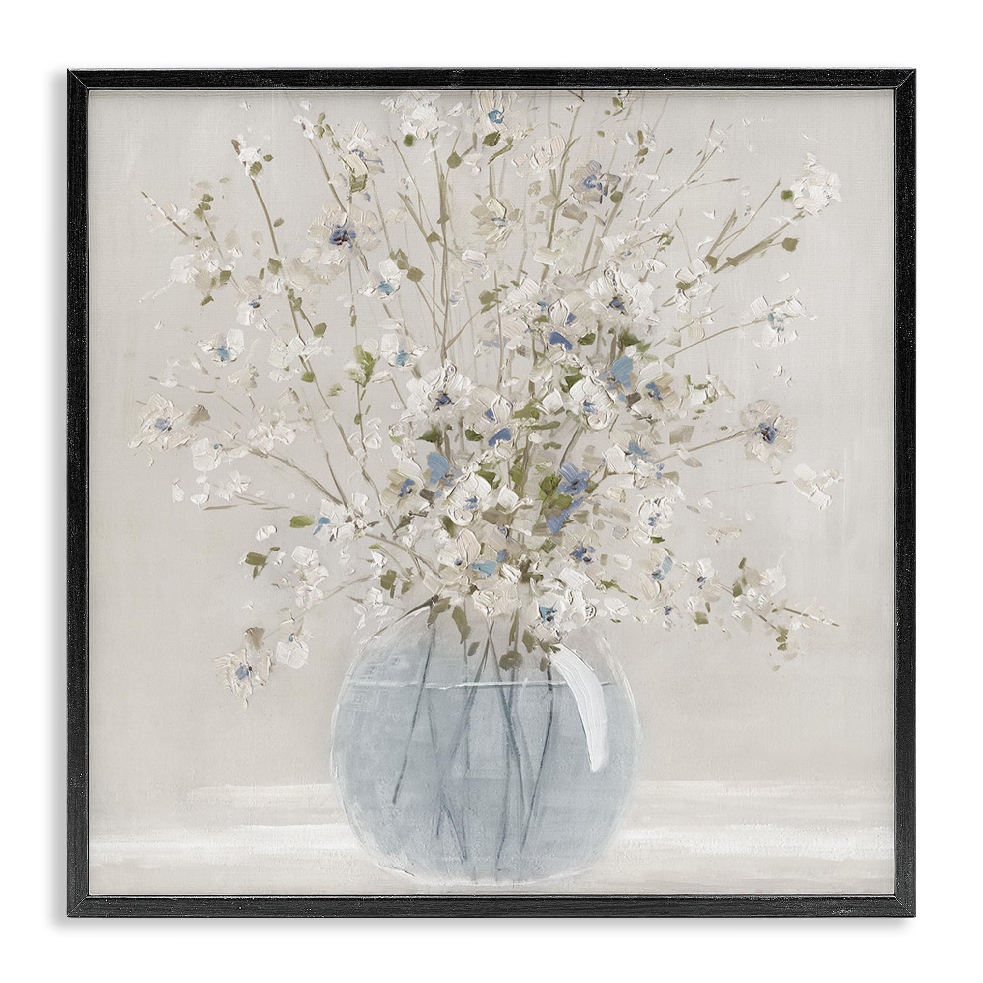 Stupell Industries 'Subtle Glass Vase Bouquet', Framed Giclee Art, Black, 24 x 24 Inches, Easy to Hang and Sturdy, Made in USA, by Carol Robinson