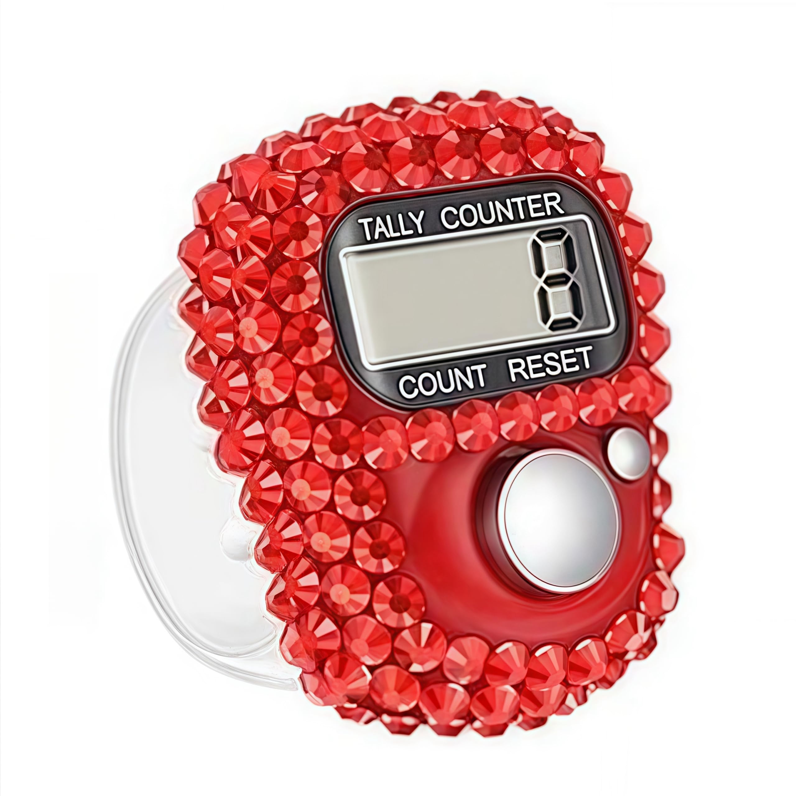 Electronic Finger Tally Counter Clicker Counter,Convenient Portable Digital Display Tally Counter,Resettable Mini Lap Counter for Golf Goods Counting Accessories,Track and Field Lap Counters (Red)