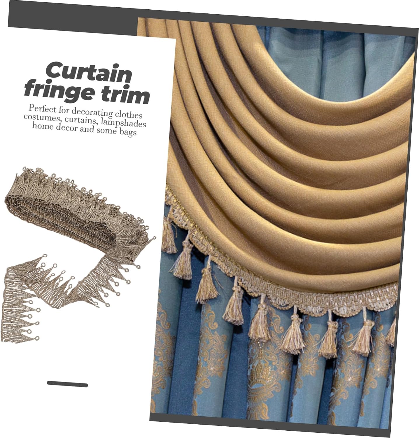 Golden Curtain Trim Lace Ribbon for Sewing Crafts and Decor